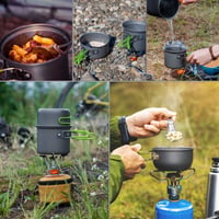 Set de gătit pentru camping ERBO, set de vase din aluminiu pentru camping, echipament de gătit pentru drumeții în aer liber 5