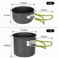 Set de gătit pentru camping ERBO, set de vase din aluminiu pentru camping, echipament de gătit pentru drumeții în aer liber 2