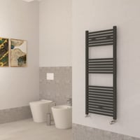 Kúpeľňový rebríkový radiátor ERCOS, matná železosivá, 500 x 1200 mm, 450 mm — na 2 miestach je len zátka (stav: pozri 2. obrázok) 5