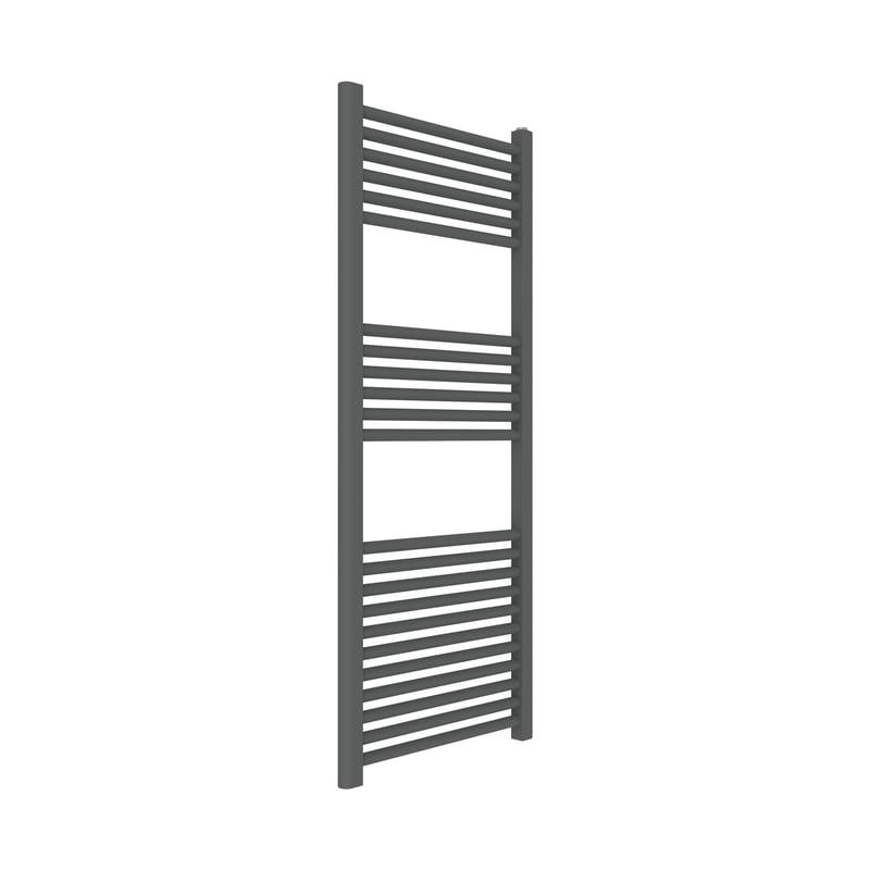 ERCOS fürdőszobai törölközőmelegítő radiátor, vasszürke matt, 500 x 1200 mm, 450 mm tengelytávolság, 1/2 colos csatlakozás, szerelőkészlette