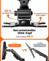 ErGear držiak na dva monitory pre obrazovky s uhlopriečkou 13 – 32 palcov, max. 9 kg, VESA 75/100 mm, montáž bez náradia, čierny 6