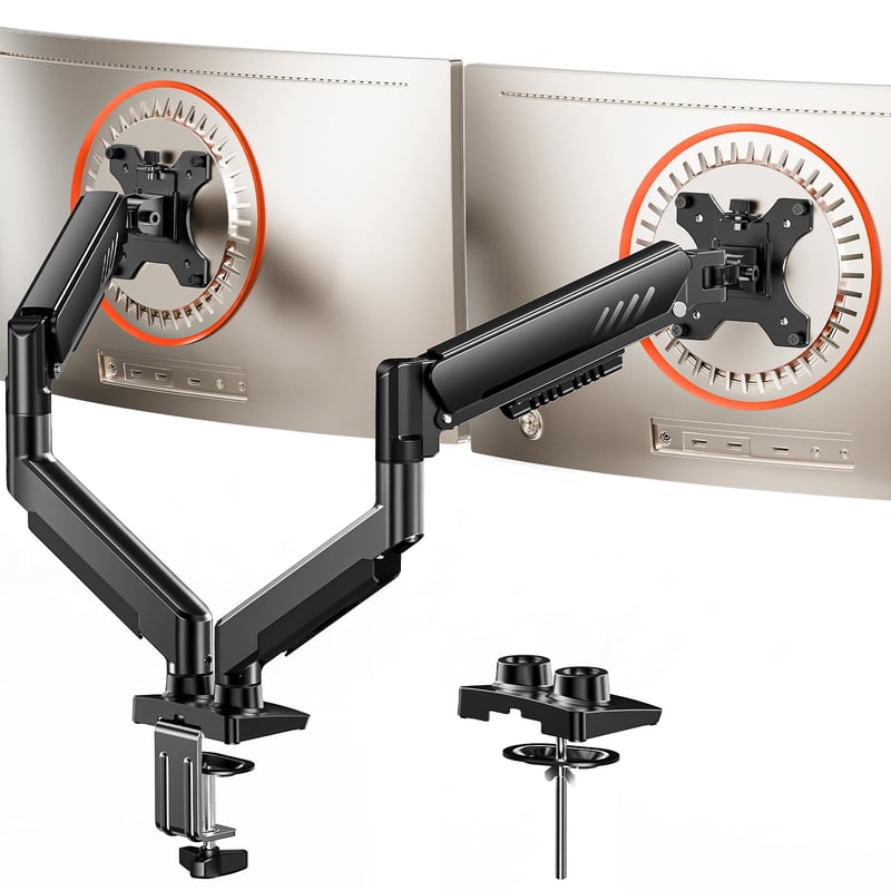 ErGear držiak na dva monitory pre obrazovky s uhlopriečkou 13 – 32 palcov, max. 9 kg, VESA 75/100 mm, montáž bez náradia, čierny