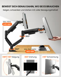 ErGear držiak na dva monitory pre obrazovky s uhlopriečkou 13 – 32 palcov, max. 9 kg, VESA 75/100 mm, montáž bez náradia, čierny 4