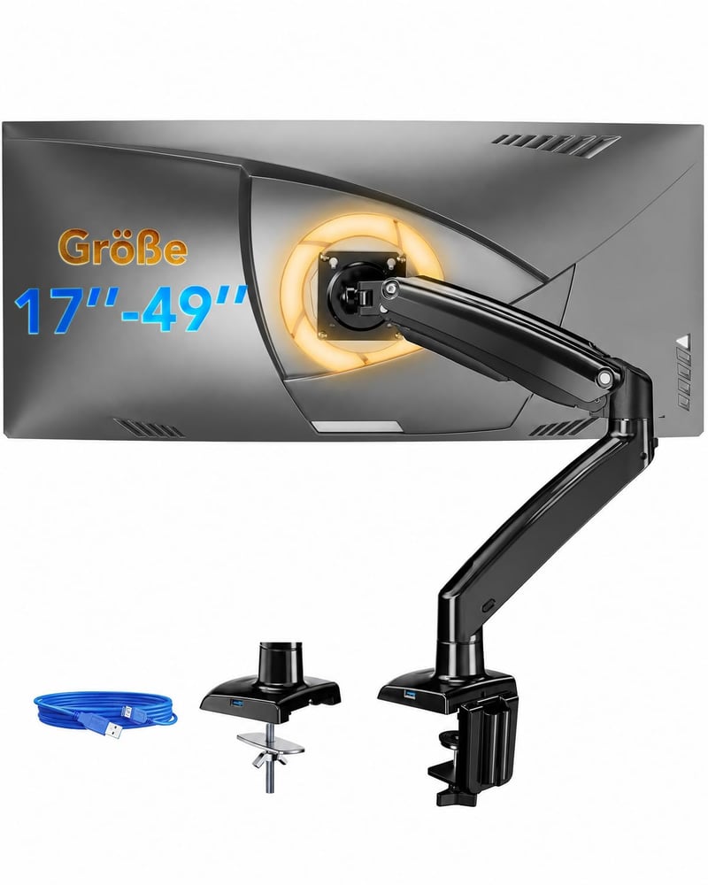 Držiak na monitor ErGear pre 13-40-palcové ultrawide obrazovky, nosnosť 12 kg, sklopný a otočný, VESA 75x75/100x100 mm, upevnenie na stôl