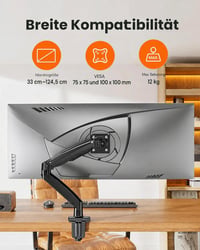 Držiak na monitor ErGear pre 13-40-palcové ultrawide obrazovky, nosnosť 12 kg, sklopný a otočný, VESA 75x75/100x100 mm, upevnenie na stôl 2
