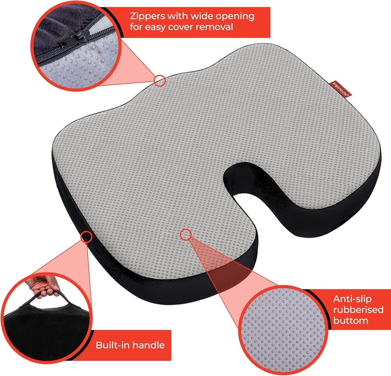 Ergonauts Ortopédikus Ülőpárna Géllel és Memory Habbal – Irodai Szék és Autó Üléshez