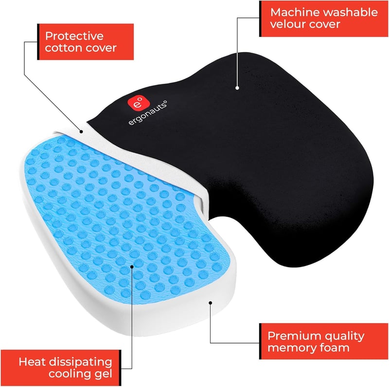 Ergonauts Ortopédikus Ülőpárna Géllel és Memory Habbal – Irodai Szék és Autó Üléshez