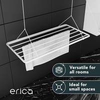 Erica Mennyezeti Ruhaszárító 100x50 cm, 8 Méter Szárítófelülettel, Összecsukható, PVC-mentes Bevonatú Fém Vázas Függő Szárító, Fehér 4