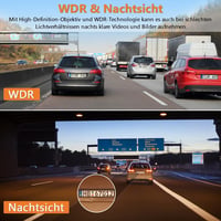 ERIDAX dual fedélzeti kamera elöl-hátul, FHD 1080P, 3" IPS kijelző, éjszakai látás 3