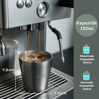 Erkundpresso. Set de 2 cești de espresso, 150 ml, oțel inoxidabil 304, argintiu mat vintage, pereți dubli termoizolanți, stivuibile, incasabile, pentru camping 2