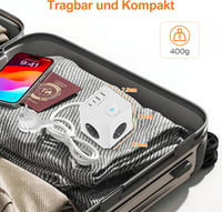 Cub prelungitor EROIZNY cu 3 prize, încărcător USB-C cu 2 porturi USB-C și 2 porturi USB-A, cu întrerupător, cablu de 2 m, ștecher plat magnetic, alb, pentru telefoane 7