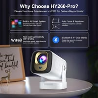 Eroshoo HY260pro 4K Mini Projektor WiFi 6 Android 14 Otthoni Mozi 4