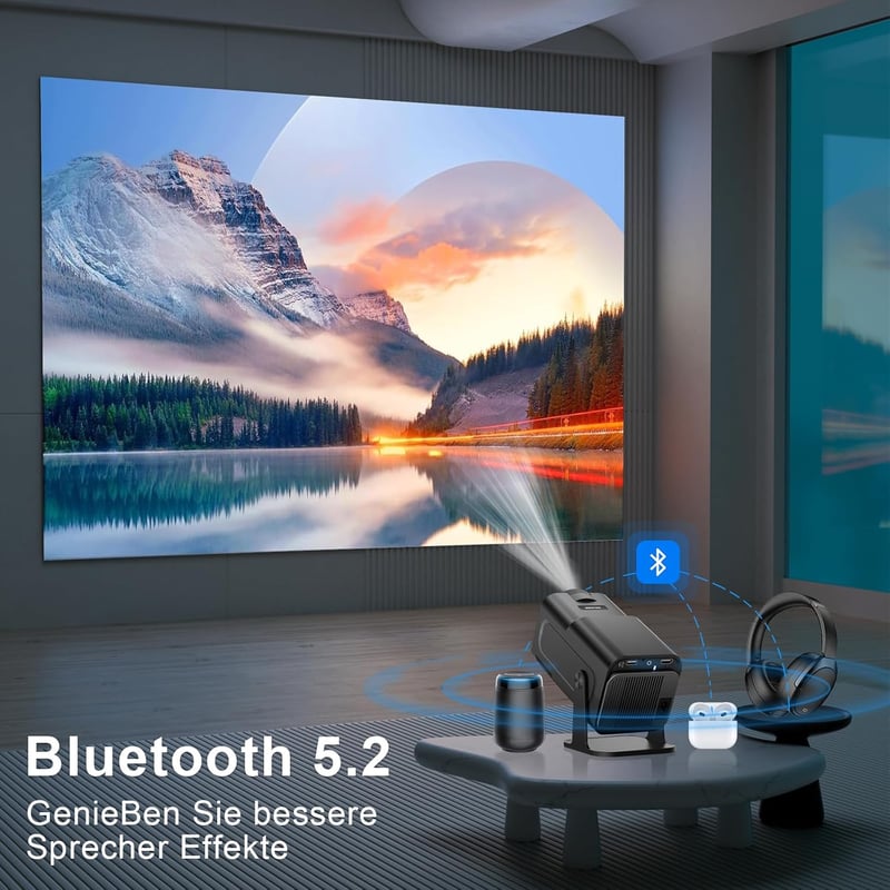 Eroshoo HY320 Hordozható Mini Projektor Android 11 - 1080P Felbontás, 12000 Lumen, 4K Támogatás, WIFI6, BT5.0, Automatikus Keystone, USB/Fir