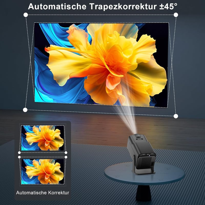 Eroshoo HY320 Hordozható Mini Projektor Android 11 - 1080P Felbontás, 12000 Lumen, 4K Támogatás, WIFI6, BT5.0, Automatikus Keystone, USB/Fir