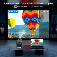Eroshoo HY320 Hordozható Mini Projektor Android 11 - 1080P Felbontás, 12000 Lumen, 4K Támogatás, WIFI6, BT5.0, Automatikus Keystone, USB/Fir 3