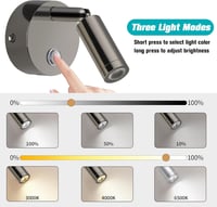 ERWEY 2db LED olvasólámpa 12V lakóautóhoz, érintésvezérelt, dimmelhető, USB-s, fekete 3