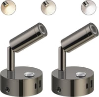 ERWEY 2db LED olvasólámpa 12V lakóautóhoz, érintésvezérelt, dimmelhető, USB-s, fekete 1