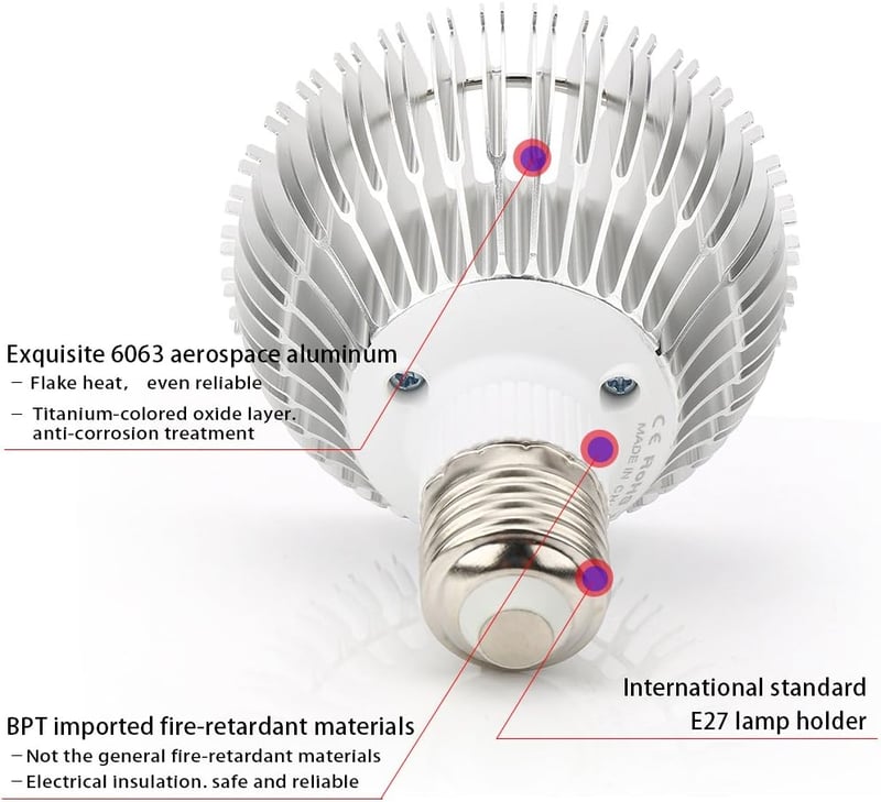 Esbaybulbs LED Növénylámpa E27 Teljes Spektrum Növekedési Fény