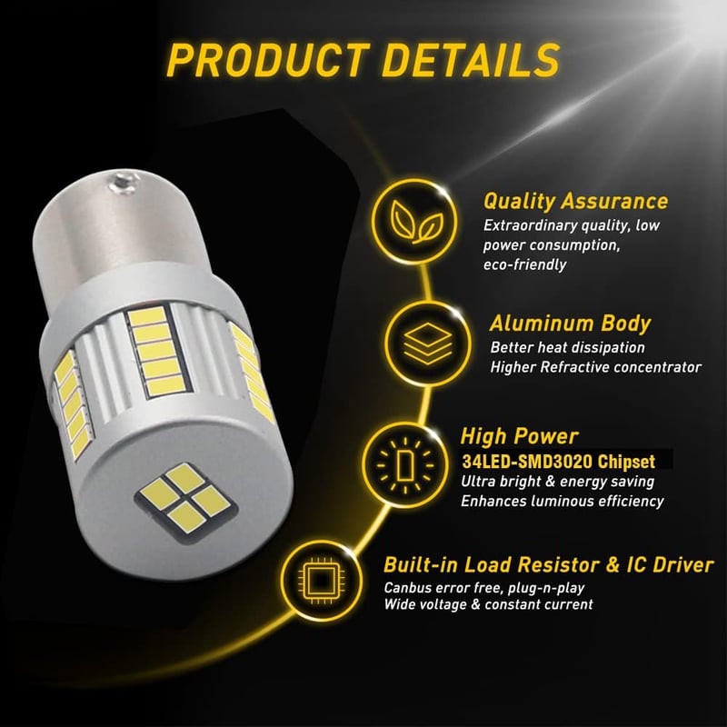 Eseastar S25 BA15S P21W LED izzó fehér 6000K autóhoz 2db