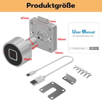 Eseesmart Ujjlenyomat Bluetooth Fiók és Szekrényzár 22mm Biztonsági Zár Applikációval 3
