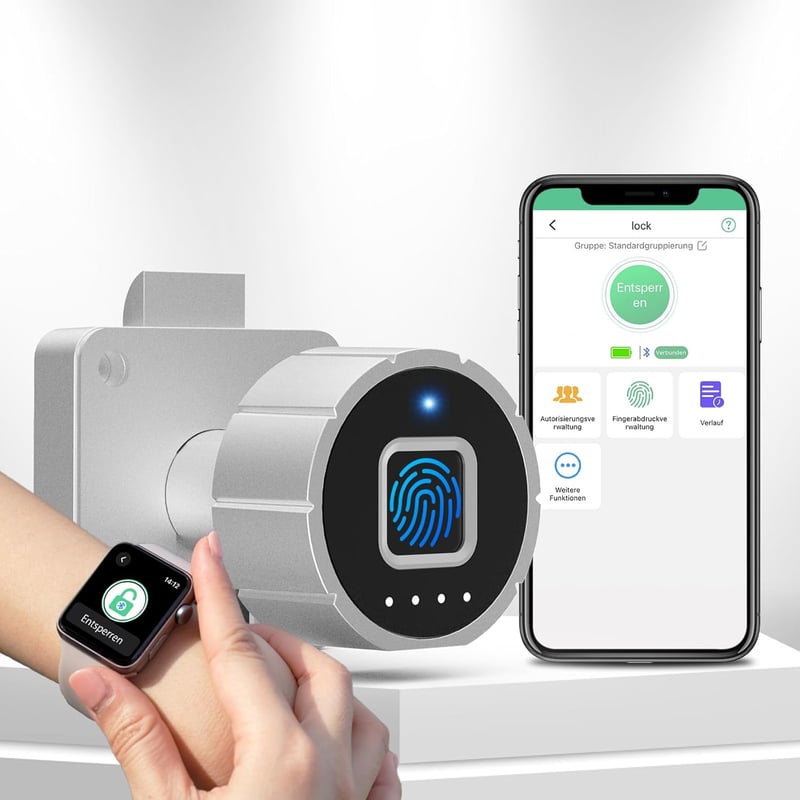 Eseesmart Ujjlenyomat Bluetooth Fiók és Szekrényzár 22mm Biztonsági Zár Applikációval