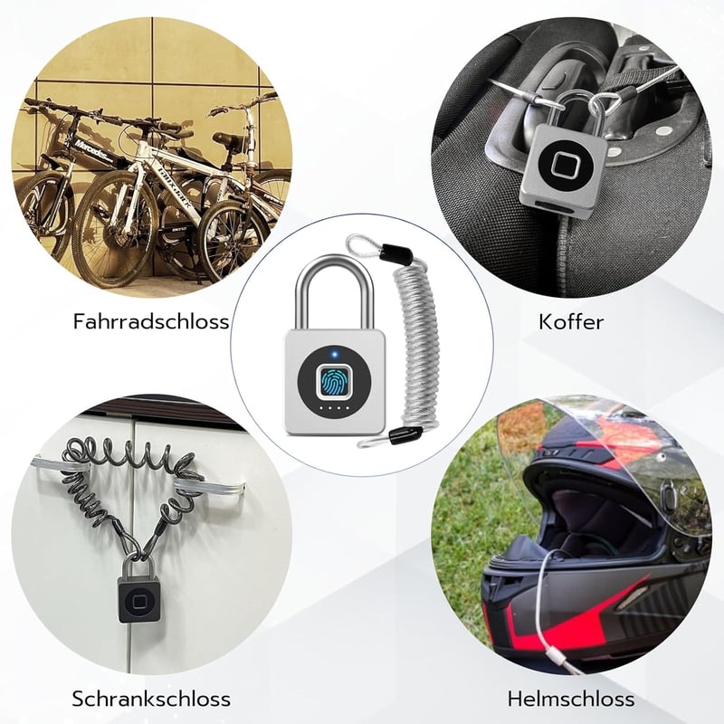 Eseesmart Ujjlenyomat Lakat - Bluetooth Okos Zár Vízálló Kerékpárhoz, Szekrényhez, Sisákhoz