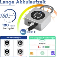 Eseesmart Ujjlenyomat Lakat - Bluetooth Okos Zár Vízálló Kerékpárhoz, Szekrényhez, Sisákhoz 4