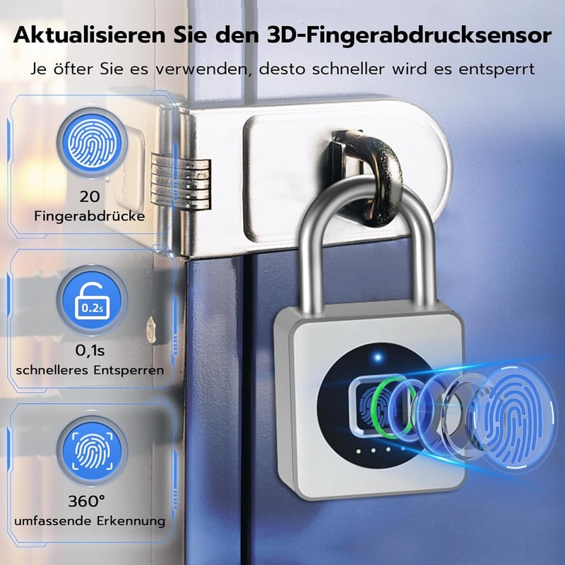 Eseesmart Ujjlenyomat Lakat - Bluetooth Okos Zár Vízálló Kerékpárhoz, Szekrényhez, Sisákhoz