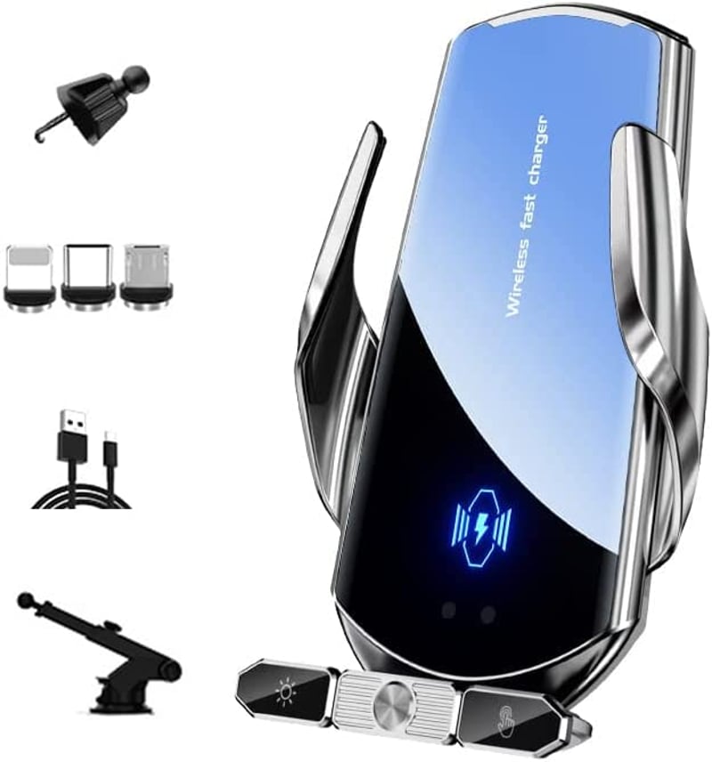 Esenlong 15W bezdrôtová nabíjačka do auta a držiak na telefón, magnetické automatické uchytenie, Qi rýchlonabíjanie