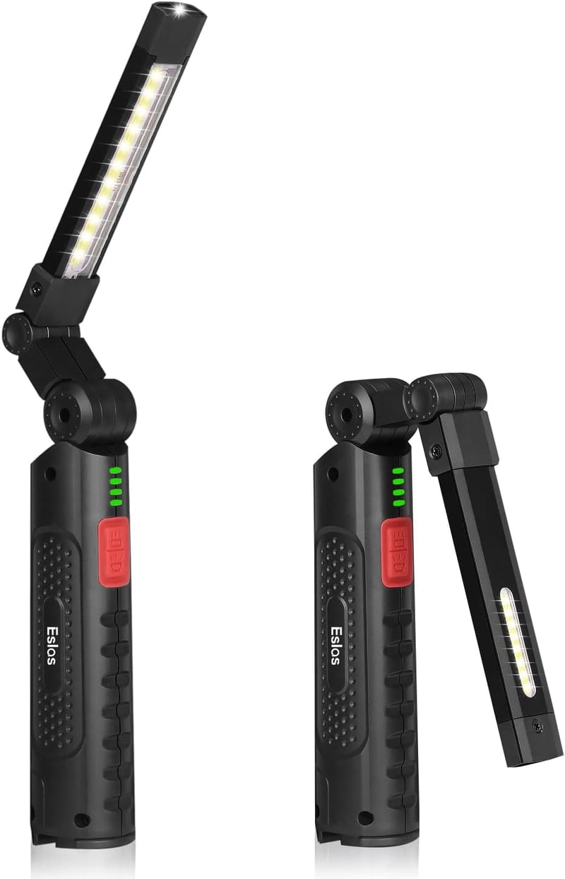 Eslas LED munkalámpa mágneses talp 3 oldalas 7 módú forgó camping szerelő