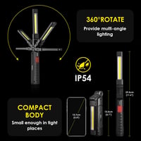 Eslas LED munkalámpa mágneses talp 3 oldalas 7 módú forgó camping szerelő 6