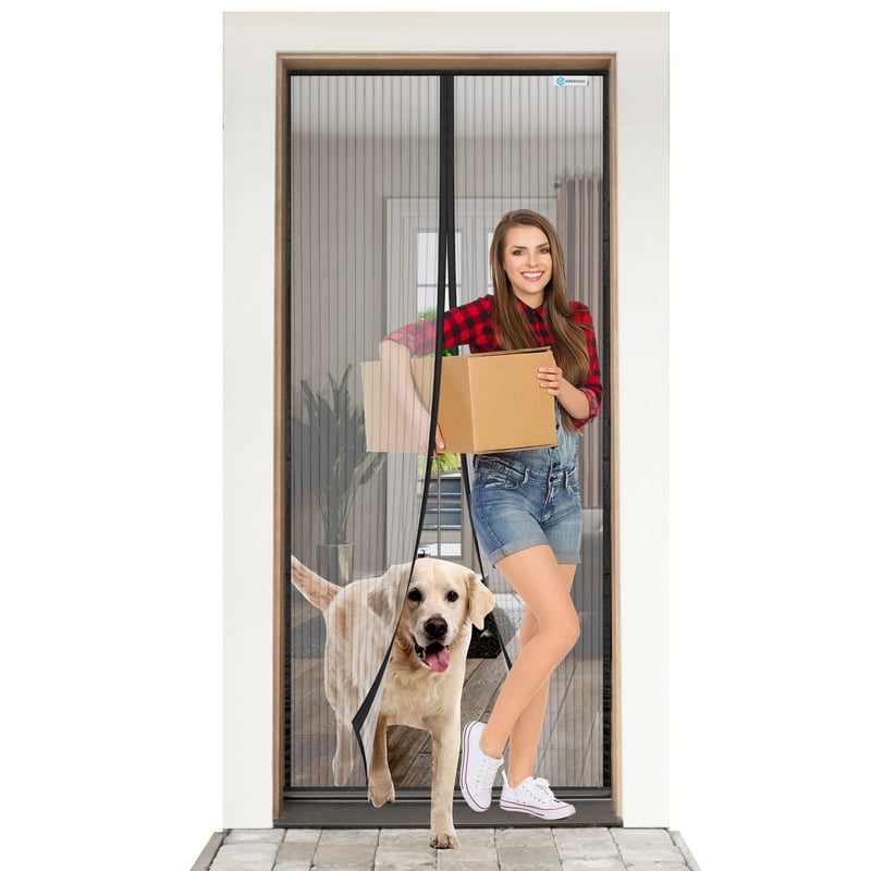 Magnetická sieť proti hmyzu na dvere ESMAYULO 85x230 cm - Čierna sieťka proti hmyzu na balkónové dvere, terasové dvere - Automaticky zatvárací záves proti hmyzu pre domáce zvieratá