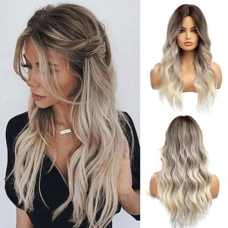 Dlhá vlnitá ombre parochňa Esmee - hnedo-blond prechod - 24 palcov