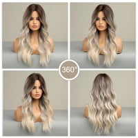 Dlhá vlnitá ombre parochňa Esmee - hnedo-blond prechod - 24 palcov 5