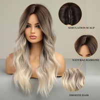 Dlhá vlnitá ombre parochňa Esmee - hnedo-blond prechod - 24 palcov 3