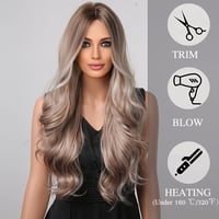Esmee Hosszú Hullámos Paróka - 66 cm Ombre Barna-Hamvas Szőke, Hőálló Szintetikus Haj, Természetes Hatású, Állítható Fejméret, Cosplay, Part 5