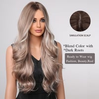 Esmee Hosszú Hullámos Paróka - 66 cm Ombre Barna-Hamvas Szőke, Hőálló Szintetikus Haj, Természetes Hatású, Állítható Fejméret, Cosplay, Part 2