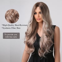 Esmee Hosszú Hullámos Paróka - 66 cm Ombre Barna-Hamvas Szőke, Hőálló Szintetikus Haj, Természetes Hatású, Állítható Fejméret, Cosplay, Part 3