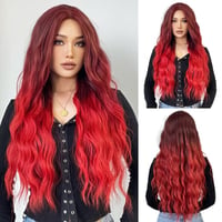 Esmee Hosszú Hullámos Paróka Nőknek - 71 cm Ombre Vörös Műhaj, Hőálló Szintetikus Paróka Mindennapi Viseletre, Cosplay, Partikra 1
