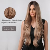 Esmee Hosszú Hullámos Paróka - Ombre Epres Szőke, Hőálló Szintetikus Haj, Természetes Hatású, Állítható Fejméret, Cosplay, Parti 3