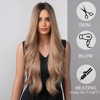 Esmee Hosszú Hullámos Paróka - Ombre Epres Szőke, Hőálló Szintetikus Haj, Természetes Hatású, Állítható Fejméret, Cosplay, Parti 5