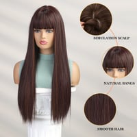 Esmee Vállra Érő Egyenes Rézbarna Paróka Frufruval - Hőálló Japán Kanekalon Műhaj Állítható Fejmérettel Cosplay és Hétköznapi Viseletre 3
