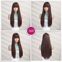 Esmee Vállra Érő Egyenes Rézbarna Paróka Frufruval - Hőálló Japán Kanekalon Műhaj Állítható Fejmérettel Cosplay és Hétköznapi Viseletre 5