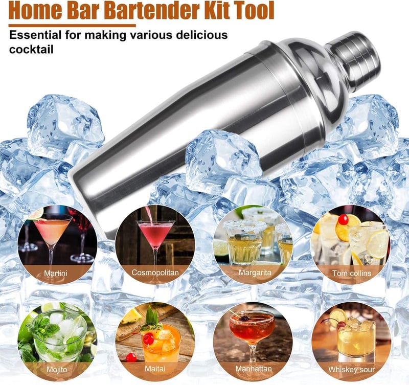 Esmula 750ml rozsdamentes acél koktélkeverő szett bartender eszközökkel - Silver