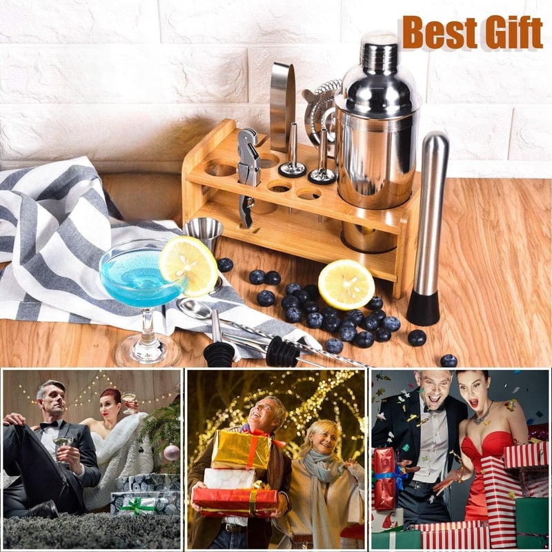 Esmula 750ml rozsdamentes acél koktélkeverő szett bartender eszközökkel - Silver