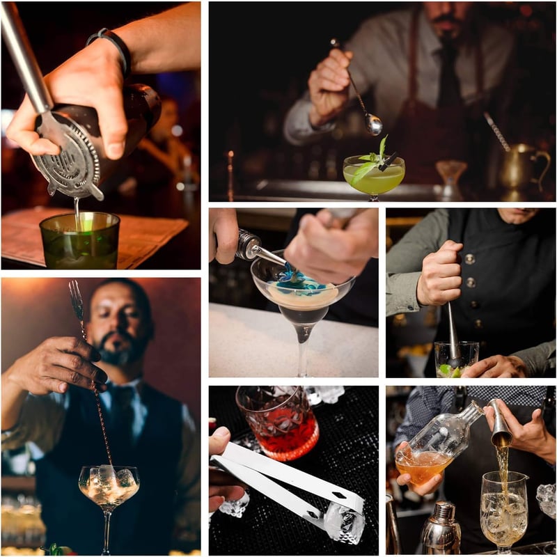 Esmula 750ml rozsdamentes acél koktélkeverő szett bartender eszközökkel - Silver