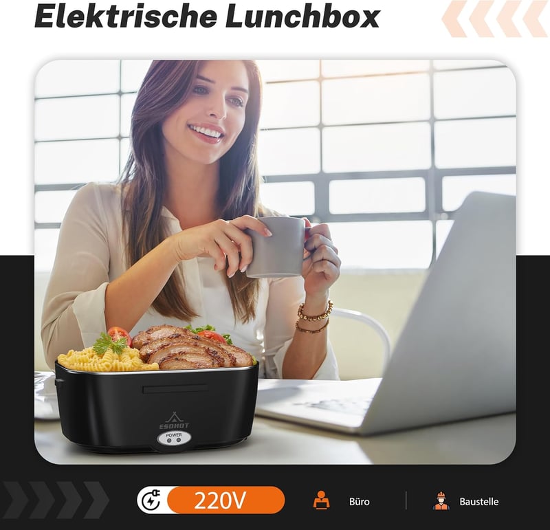 ESOHOT Elektromos Ételmelegítő 1,5L 12V/24V/220V Autóhoz Munkához