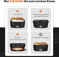 ESOHOT Elektromos Ételmelegítő 1,5L 12V/24V/220V Autóhoz Munkához 7