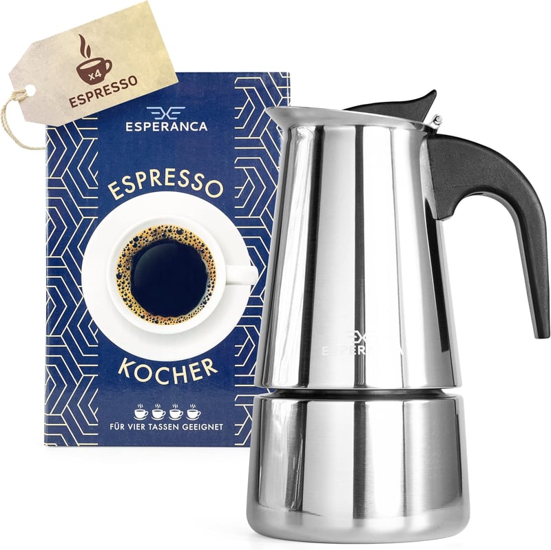 Esperanca rozsdamentes acél indukciós moka kanna, 4 csészés - 200 ml