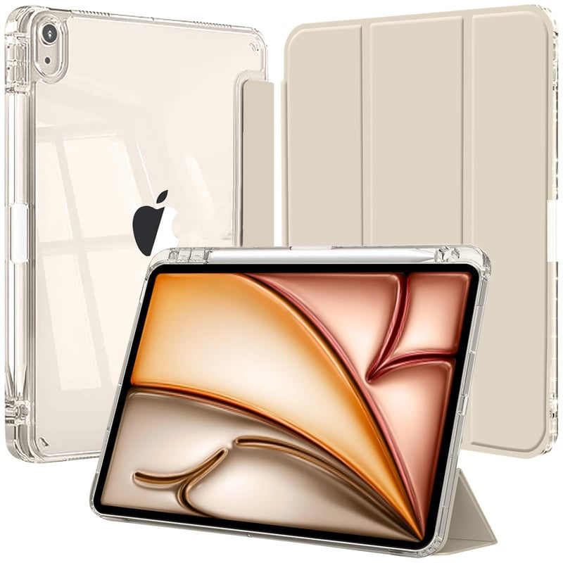 Puzdro na iPad Air 11" (M3/M2, 2025/2024) a Air 5./4. generácie, s držiakom na ceruzku, priehľadný zadný kryt, odolné voči nárazom, stojan, hviezdicová (Polarstern)